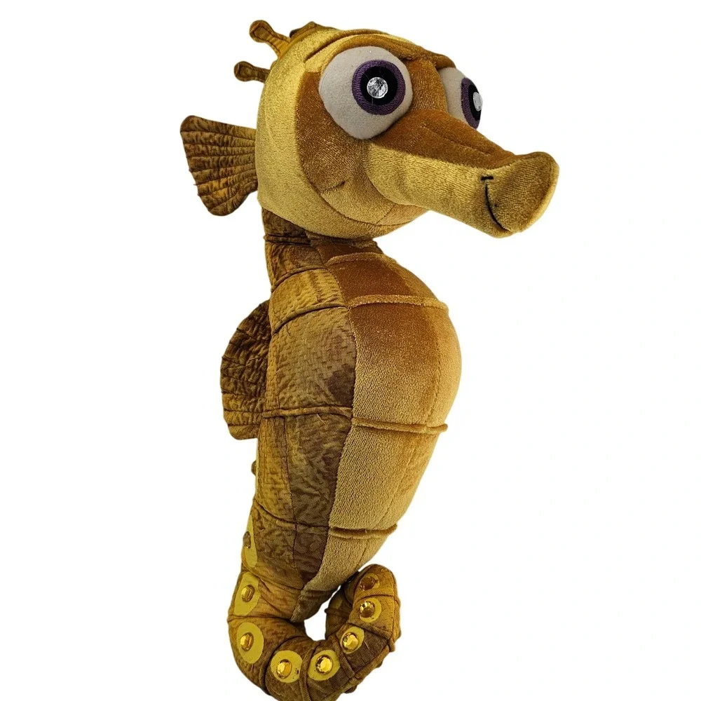 Vintage Gold Seahorse Plush Stuffed Animal 15 in Sparkle Rinestones Eyes Stuffed